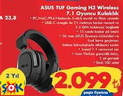 ASUS TUF GAMİNG H3 WİRELESS 7.1 OYUNCU KULAKLIK ASUS TUF GAMİNG H3 WİRELESS 7.1 OYUNCU KULAKLIK